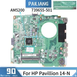 Moderkort helt testat DA0U93MB6D2 Moderkort för HP Pavillion 14n Laptop Board 739655501 A65200 DDR3 Notebook Mainboard