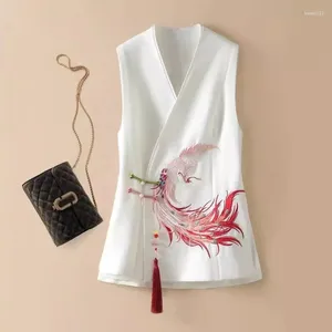 Women's Vests 2024 Fashion Spring Autumn Blazer Vest Women Temperament Loose Sleeveless Embroidered All-match Waistcoat Female