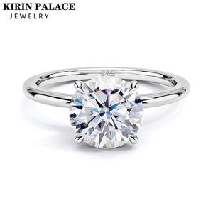 Полосовые кольца Qilin Palace 3ct 2ct 1ct 1ct Женское кольцо мозонита желтое/белое 9 -миллиметровое круглое разрешение D/Vvs1 Кольцо, используемое для обручальной свадьбы J240410