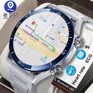 Смотрите 2024 Новый NFC Smart Watch Men Men Pull Touch Scence Bluetooth Call GPS Track Compass IP68 ECG+PPG 1,5 -дюймовые интеллектуальные часы