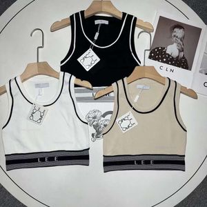 Designer vest women knitted tank top loe embroidered vests beach sleeveless t shirt y2k hot girl short tee womens slim bikini