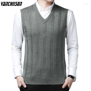 Men's Vests Men Knit Vest Basic Sweater Sleeveless Warm For Autumn Winter Solid Fashion Casual Retro Vintage Male Clothing 00275