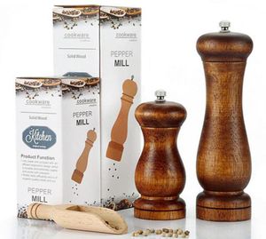 Mills de borracha Pimenta de madeira moinho de moinho com botão ajustável durável para sal e shakers Spices Shaker8187295