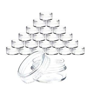 40#100 Pcs 3 Gram Clear Plastic Jewelry Bead Makeup Glitter Storage Box Small Round Container Jars Make Up Organizer Boxes & Bins284Q