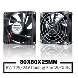 Cooling DC 5V 12V 24V 80mm 8025 Cooling Fan 80x80x25mm Cooler Fans PC Case CPU Brushless Cooler 8cm Sleeve/Dual Ball Bearing Radiator