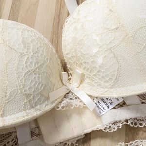 BHs setzt Frauen sexy Dessous Set Deep V Unterwäsche Spitze Blumenschubpopper BH und Höschen