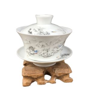 Jingdezhen كبير السيراميك جايوان شاي كوب الشاي المصنوع يدويا Tureen الصينية خمر الشاي مجموعة الملحقات شاي شرب السكر 220 مل.