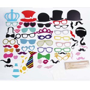 60pcs Photo Booth Props Funny Fun DIY Mask Glasses Mustache Lip On A Stick Cute Photobooth Props Birthday Wedding Party Supplies