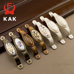 Kak Antique Vintage Garderobe Door Knobs Zinc Eloy Ceramic Cabinet Handtag Drabs Knobs European Style Furniture Handle Hardware