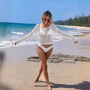 2024 NUOVO Pullover sciolto sexy da donna con grande scottatura a maglia Hollod Perspective Bikini Suncreen Bikini 8DDJ