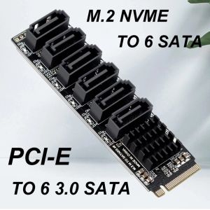 カードNVMEからSATA拡張カードM.2からSATAアダプターM2コネクタ内部SSD SATA 3ポート乗数NGFF MキーからSATA3コントローラー