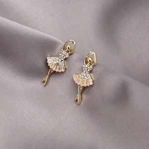 Stud Fashion Jeweley S Sier Post Ballet Dancing Girl Earrings Rhinstone Dance Delivery Jewely Dhnfr