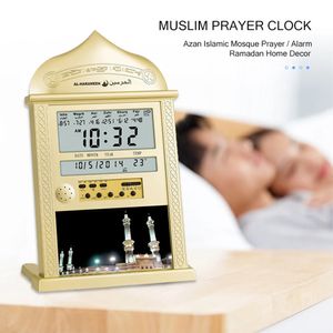 Relógio da parede de oração azan Muslim Calendário Relógio Ramadan Eid Al Fitr Lembrete de Orração do Alarmes Decoração Islâmica de Desktop 240403