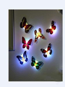 Kolorowe lekkie naklejki na ścianę motyla Łatwa instalacja Lampka LED LED Home Living Kid Room Lodówka Dekorowanie sypialni Freig3051273