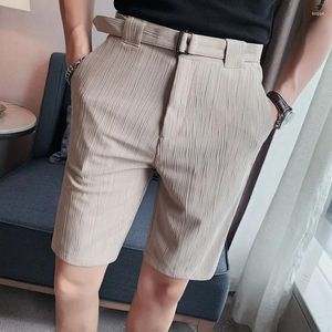 Men's Shorts The Style Summer Leisure For Men Shorts/Male High Quality Business Lce Silk Stripes Suit Black Grey Khaki 29-36