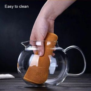 BORREY Transparent Borosilicate Glass Teapot With Infuser Filter Teapot Holder Heat Resistant Loose Leaf Tea Pot Tool Kettle Set