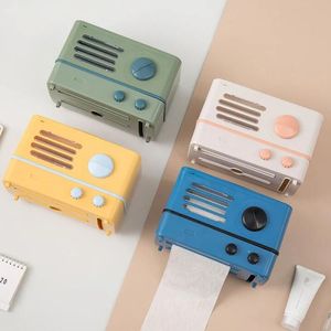 Radio Style Toilet Paper Solter Auto Adesivo à prova d'água Monte de parede Banheiro Kitchen Tissue para Smartphone Storage Shelf