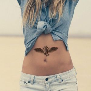 Waterproof Temporary Tattoo Sticker Black Cool Eagle Wings Flash Tattoos Hands Shine Body Art Ear Arm Waist Fake Tatoo Women Men