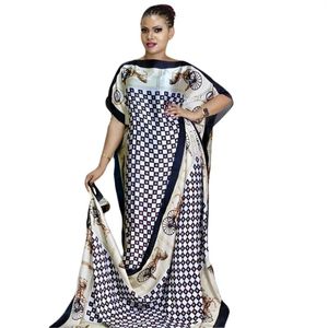 Ethnic Clothing Plus Size Modest Kaftan Dress Women's Colorblock Stripe & Geometric Print Batwing Sleeve Round Neck Maxi
