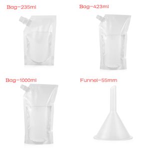 Food Grade Material Spout Pouch Travel Container Juice Stockpile Stand-up Wine Milk Coffee Liquid Flask Storage Bag With Funnel
