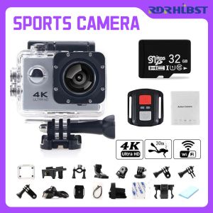 CAMERAS Ação CameraswirelessRemote Controle 4K Wi -Fi Timelapse Shootingtrail Amera Go Câmera submersível para motocicleta