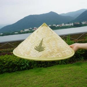 Wide Brim Hats Chinese Retro Bamboo Rattan Fisherman Hat Handmade Weave Straw Bucket Tourism Rain Dance Props Cone Fishing