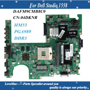 Moderkort av hög kvalitet DAFM9CMB8C0 för Dell Studio 1558 Laptop Motherboard CN04DKNR HM55 PGA989 DDR3 HD5470 1GB I7 CPU 100% Testad