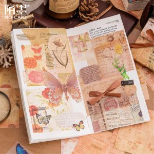 100pcs mor çiçek vintage zanaat kağıt hurda dergisi efemera mavi kelebek kolaj albümü scrapbooking malzeme kağıt paketi