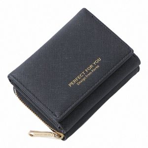 Tri Fold Women Portfel Szczupły matowy skórzany uchwyt na karty Monety Pocket Designer Kobieta małe portfele Portfel Carteras torebki H859#