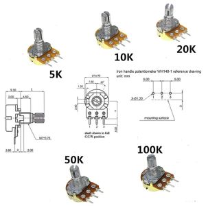 5st WH148 B1K B2K B5K B10K B20K B50K B100K B500K 3PIN 15 mm axelförstärkare Dual Stereo Potentiometer 1K 2K 5K 10K 50K 100K 500K 500K