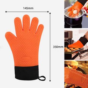 Food Grade Thick Heat Resistant Silicone Glove DIY Cake Baking Gloves Kitchen Barbecue Oven Cooking Mitts BBQ Grill Gloves