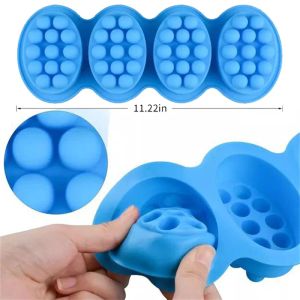 New 3D Handmade Silicone Soap Molds Massage Therapy Bar Molding Tray Mould Tools DIY Oval Shape Soaps Resin Crafts