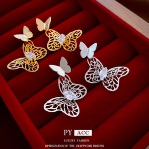 Sier Needle, Zircon, Butterfly Novo e exclusivo Design, brincos de alta qualidade, coreano Ins, luz, brincos elegantes para mulheres