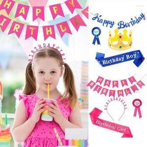 Party Decoration Birthday Sash For Girls Exquisite Accessories With Badge Happy Decorative Banner Crown Supplies