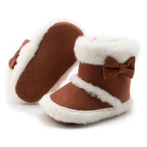 Sneakers Baby Shoes Newborn Warm Winter Booties Christmas Socks Cute Bow Fleece Snow Boot Soft Toddler Boys Girls Antislip Crib Shoes