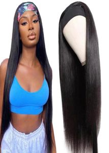 Brazilian Straight Headband Wig Human Hair for Black Women Machine Made Headband Wig Non Lace Wig7621769