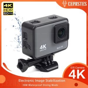 カメラCERASTESアクションカメラ4K60FPS WiFiアンティシャケアクションカメラリモコンスクリーンウォータープルーフスポーツカメラドライブレコーダー