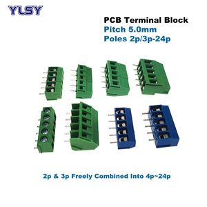 10st Pitch 5mm Skruv PCB Terminal Block Bornier Rätt vinkel Rak 2/3Pin Tråd Kabelanslutning Morsettiera 10-20A 1.5/2,5mm2