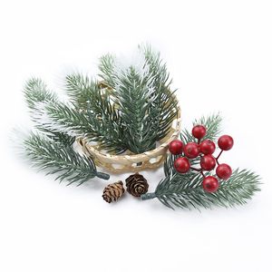 10pcs Artificial Plants Plastic Pine Needles Snowflake Fake Flowers for Scrapbooking Christmas Decorations for Home Diy Gift Box