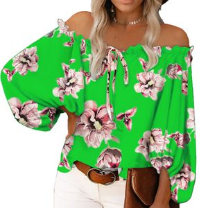 Moderne Eleganz Frauen trendy Off-Shoulder Long Sleeve Top mit lebendigem Druck präsentieren Sie Ihre Raffinesse AST88389