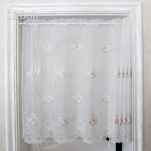 Siiboo Tube Voile Spitzenvorhang mit zart floralem Stickerei Eleganter koreanischer Stil hochwertiger Erker Fenster Home Caffe Use SP6531