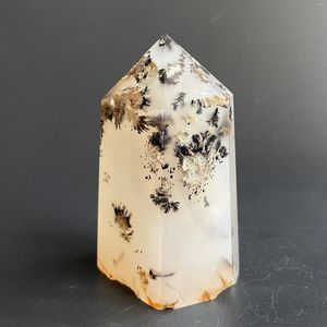 Dekorative Figuren 311G Naturstein Moos Achat Geode Tower Crystal Zauberstab Quarzpunkt Dekor Polish