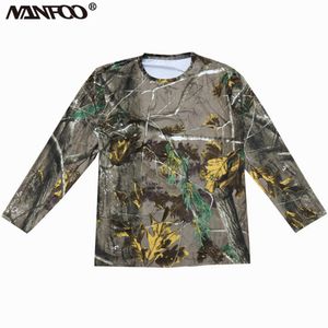 Men's Tree Bionic Camouflage Hunting Fishing T-Shirt Jungle Long-Sleeve Under-Shirt Anti-Sweat Wildlife Photography Sports Top