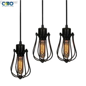 Pendant Lamps Simple black metal paint retro chandelier for indoor lighting suitable attic living room bras steel wire rope 1.2-1.5m E27 YQ240410