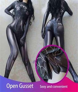 Sexig Black Cat Superhero Cosplay Costume for Women Halloween Christmas Tight 3D Printing Jumpuit Bodysuit318U9859389