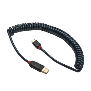 Keyboards Lindy Type A To C USB Cable High Quality Durable Data Line 2 Meter Coiled Spring Cable For Mechanical Keyboard GMMK