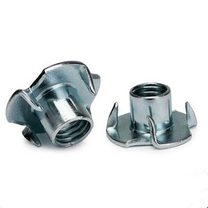 Quatro garras porca 30/20/10pcs m3 m4m5m6 m8 m10 aço hicken Four Glaws Speaker Nut Ponched Insert T-net for Wood Furniture