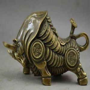 China Copper Carve Whole Body Wealth Lifelike zodiac ox Statue7882548270C