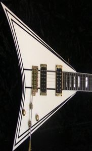 Randy Rhoads RR 1 Black Pinstripe White Flying V Electric Guitar Gold Hardware Block MOP Inlay Tremolo Bridge Whammy Bar6998789