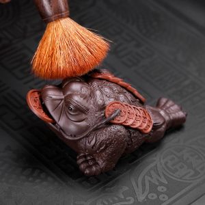 Kreatywny fioletowy gliniana mała herbata Pet Ornament Ręcznie robione rzemiosło ceremonia herbaty Animal Figurine Akcesoria